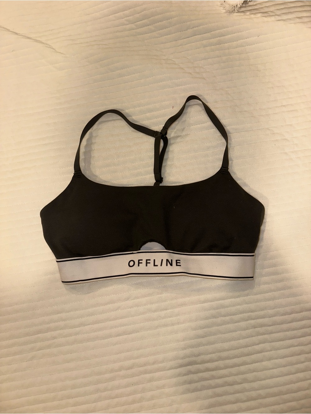 Offline grey Sports Bralette with White Logo Band